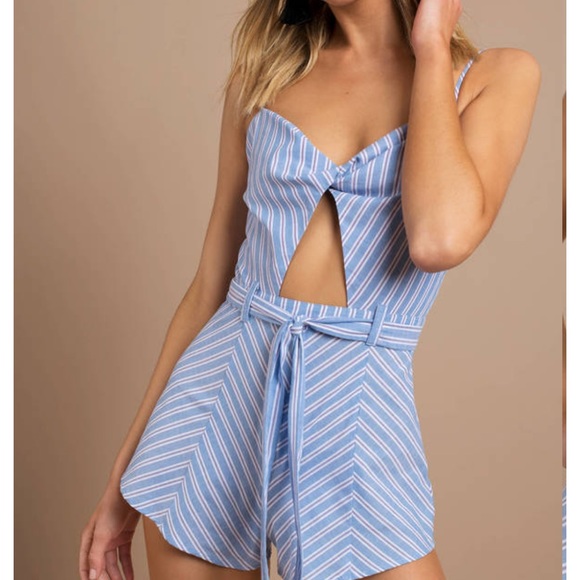 TOBI | WAKE ME UP BLUE TWIST FRONT ROMPER | NWT - Picture 2 of 5